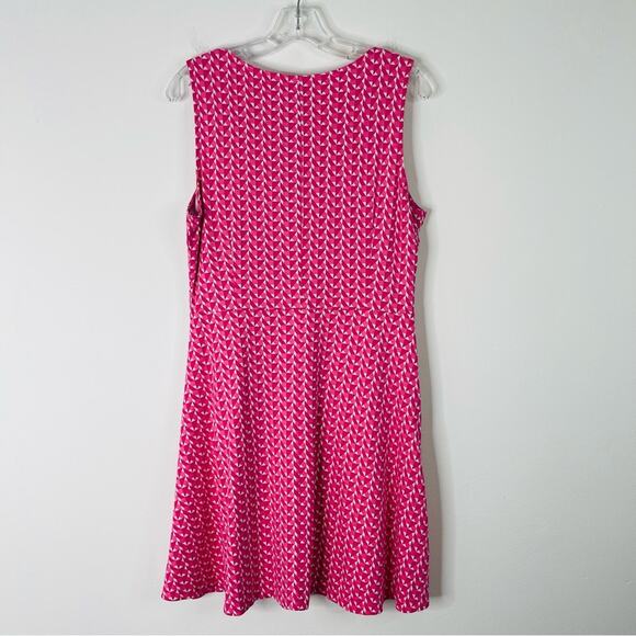 NY & Co pink white geometric stretchy pocket midi summer sundress large - Picture 8 of 8